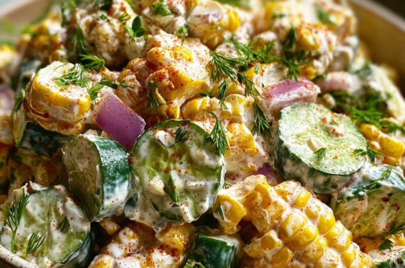 Street Corn Creamy Cucumber Chicken Salad